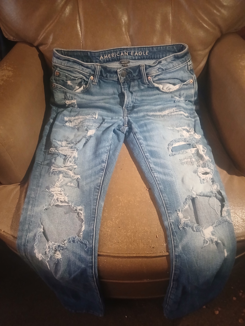 American Eagle Outfitters Mens Slim Distressed Blue Jeans 32x32